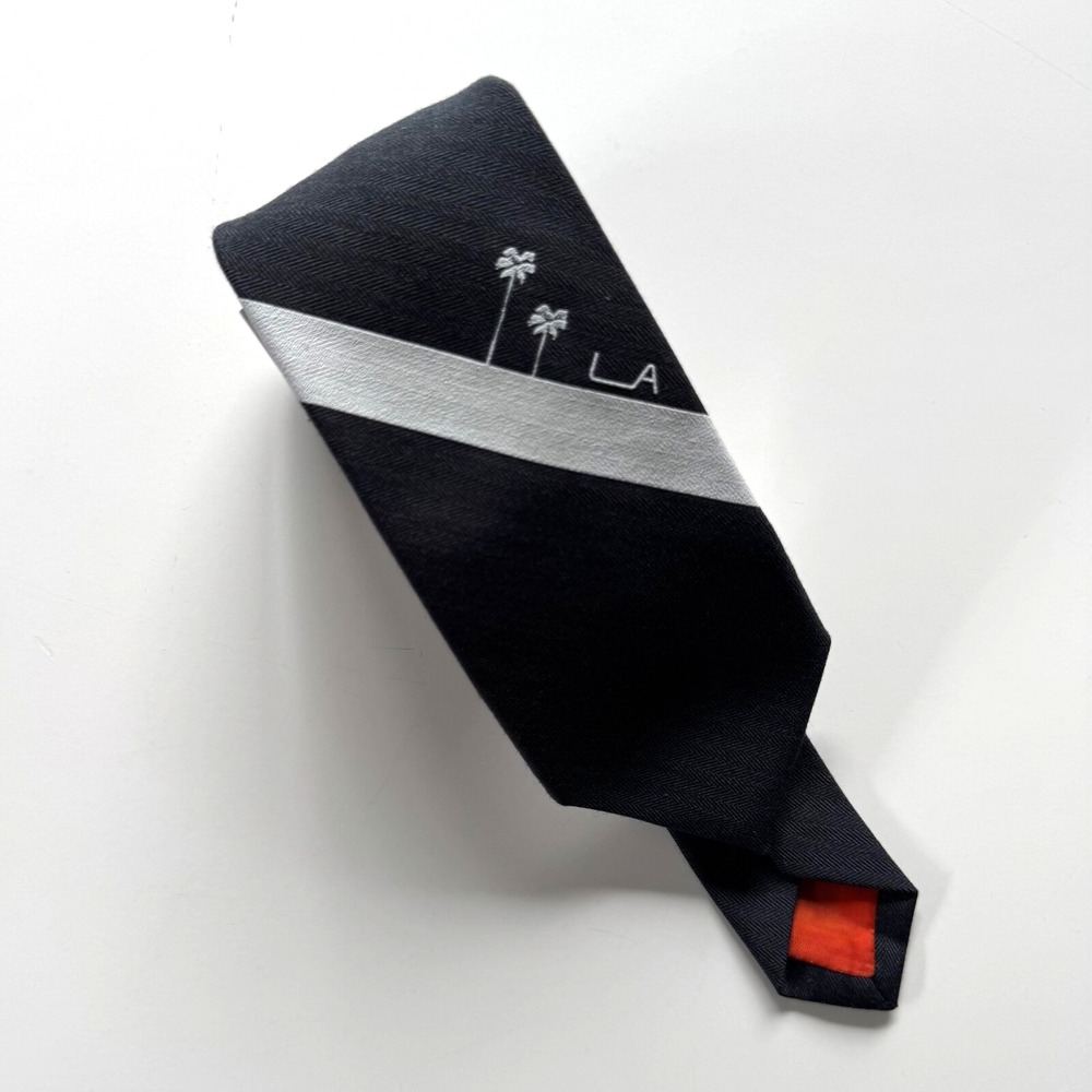 POCKET SQUARE CLOTHING The Rodeo Tie Los Angeles Necktie Grey Wool Herringbone - Picture 10 of 13